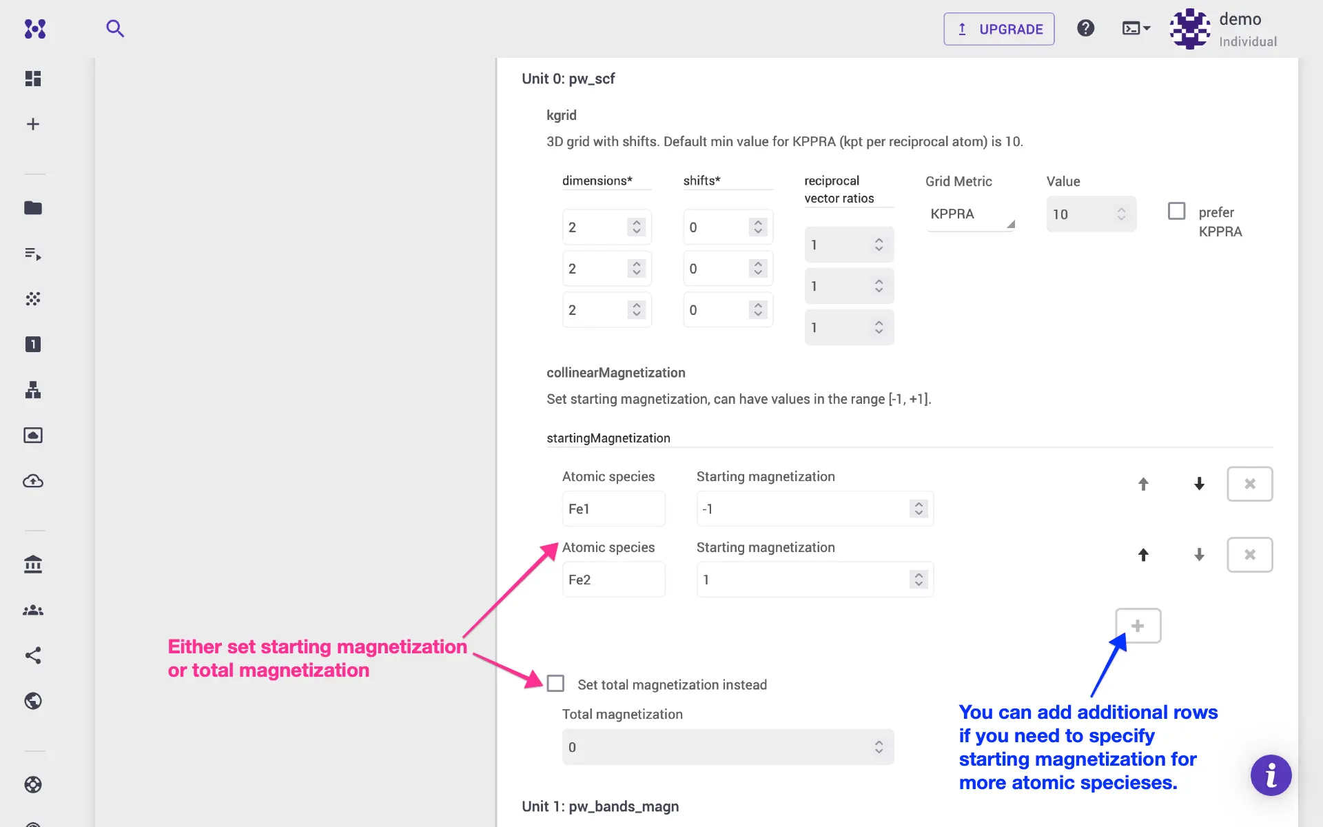 set starting magnetization